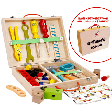 Wooden toolkit set for kids with 36 pieces